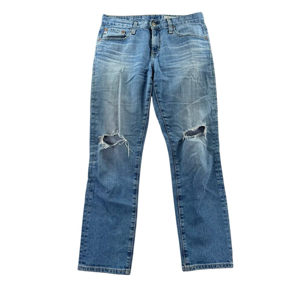 AG Ex Boyfriend Jeans Womens Size 26 Blue Light Wash Slouchy Slim Distressed
